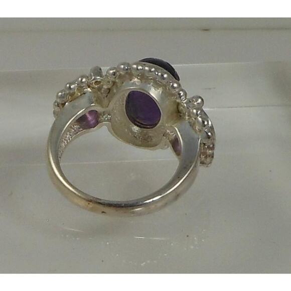 Handcrafted Sterling Silver Ring Vintage Purple Amethyst Chalcedony Size 8  OOAK - Picture 3 of 9